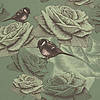 Pieni lisäkuva, jossa Trikoo pienet linnut ja isot ruusut vihreä