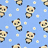 Pieni lisäkuva, jossa Trikoo pandoja ja kukkia vaaleansinisellä