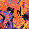 Pieni lisäkuva, jossa Pala 1,6m: Luomutrikoo (digiprint) hortensiat liekehtivä oranssi