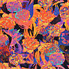 Pieni lisäkuva, jossa Pala 1,6m: Luomutrikoo (digiprint) hortensiat liekehtivä oranssi