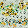 Pieni lisäkuva, jossa 0,6m pala: Trikoo digiprint kukka- ja palloraidat vaalealla mintunvihreällä