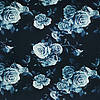Pieni lisäkuva, jossa Trikoo digiprint ruusut laivastonsininen-sininen