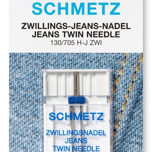 Kuvassa Twin jeans kaksoisneula farkulle Schmetz 